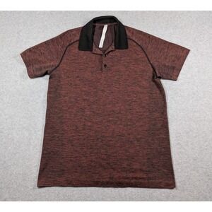 Lululemon Men Shirt Large Polo Metal‎ Vent Tech Performance Short Sleeve